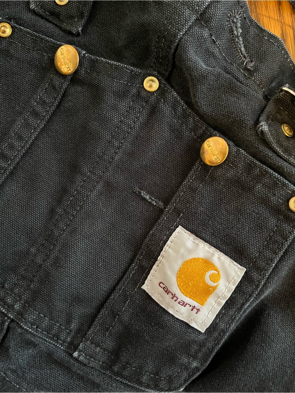 Carhartt Vintage R01 Black Double Knee Bib Overalls Cotton 30/28 Men - Picture 13 of 13